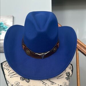 Blue Cowboy Hat with Brown Band